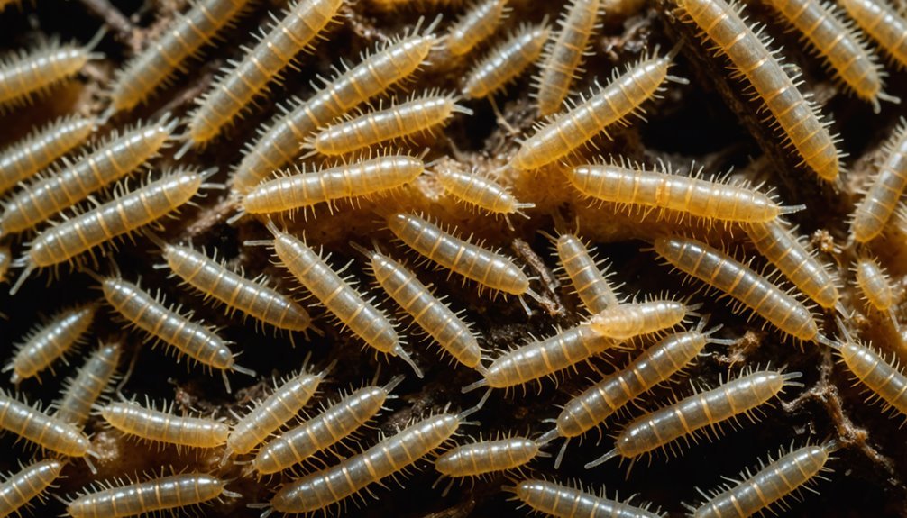 pale soft bodied larvae clusters